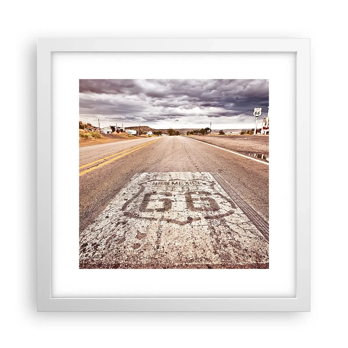 Poster în ramă albă - Mother Road - o legendă americană - 30x30 cm