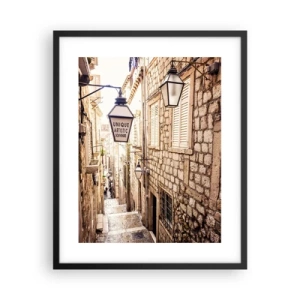 Poster în ramă neagră - O străduță fermecătoare - 40x50 cm