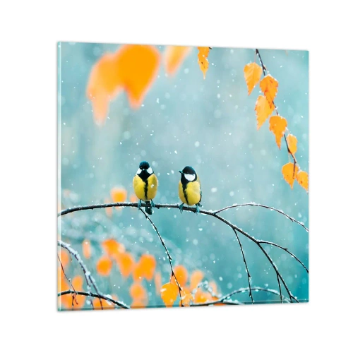 Tablou pe sticlă - Bârfele păsărilor - 30x30 cm