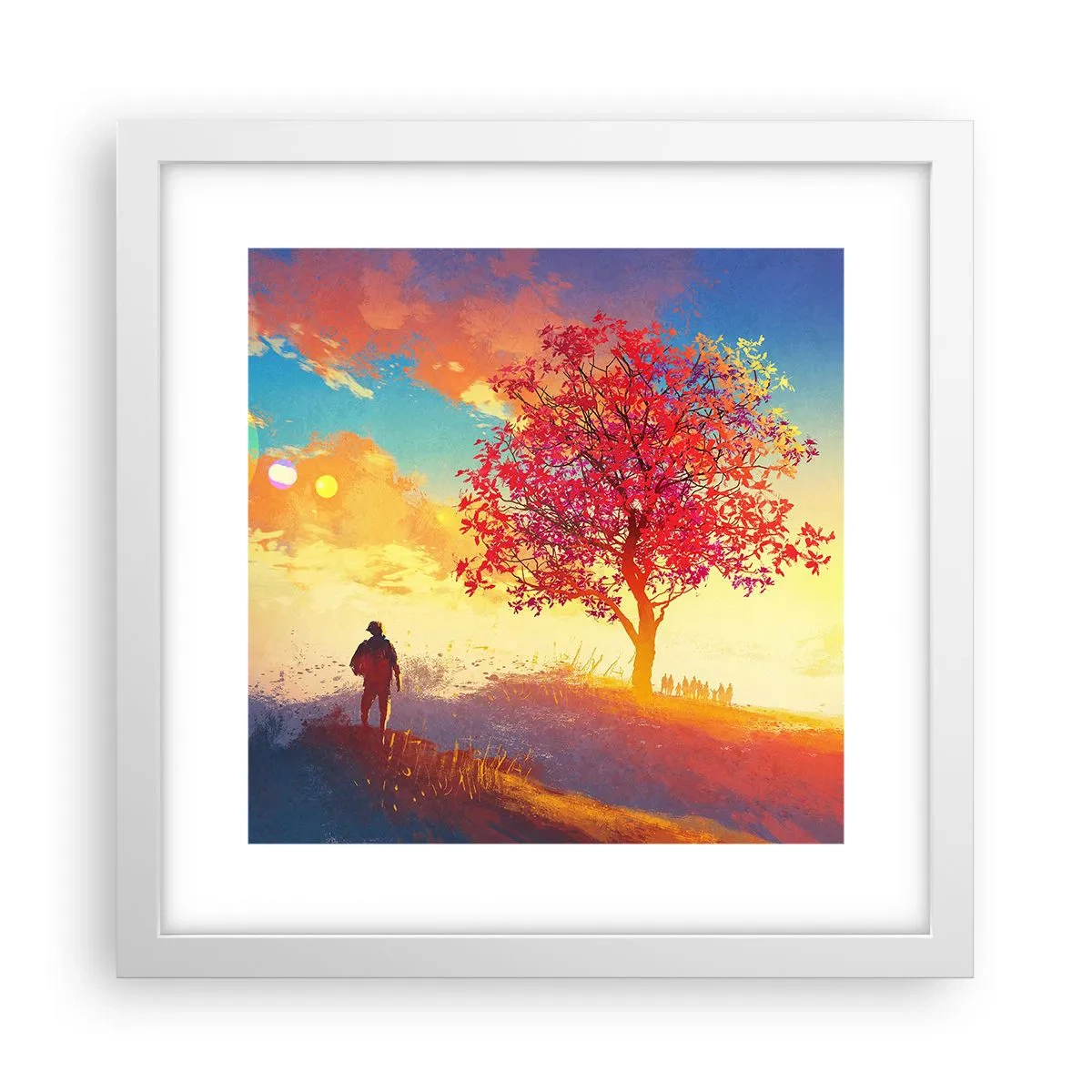 Poster în ramă albă - Pelerin la destinație - 30x30 cm