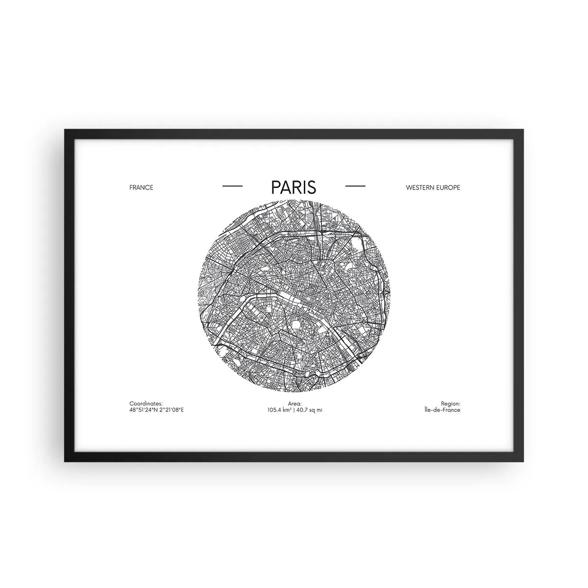 Poster în ramă neagră - Anatomia Parisului - 70x50 cm