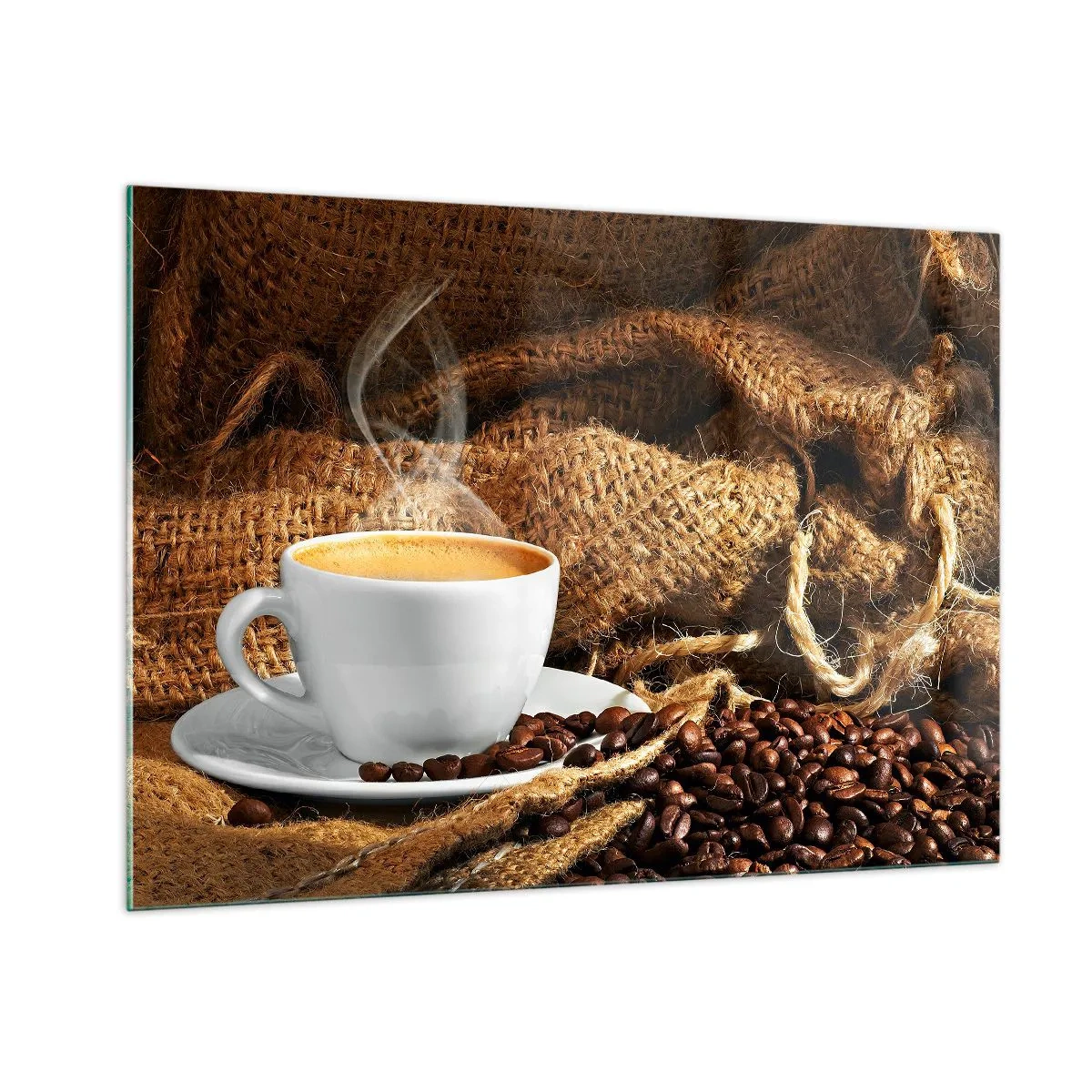 Tablou pe sticlă - Mirosul de mokka și densitatea lichidului de miere - 100x70 cm