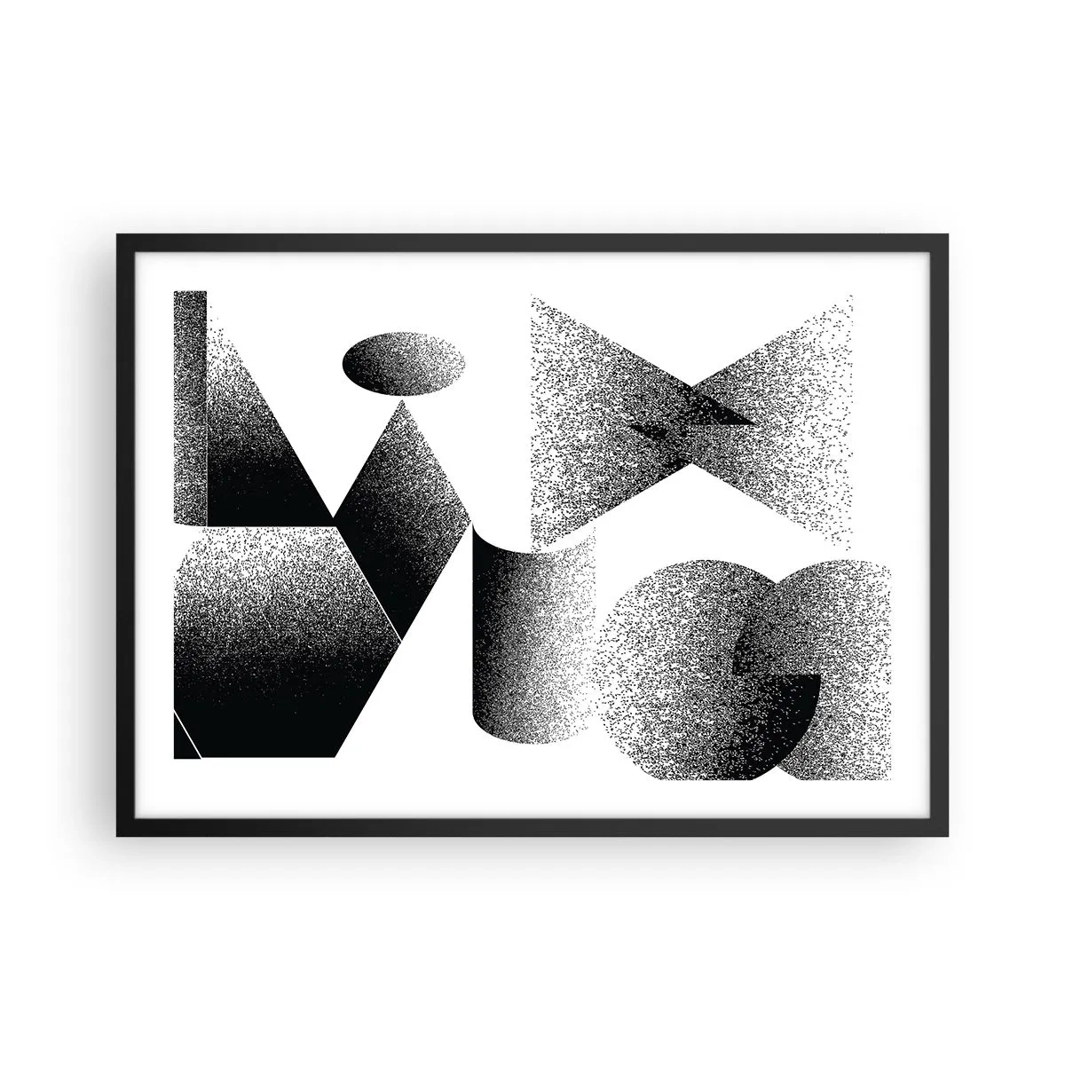 Poster în ramă neagră - Unghiuri și ovale - 70x50 cm