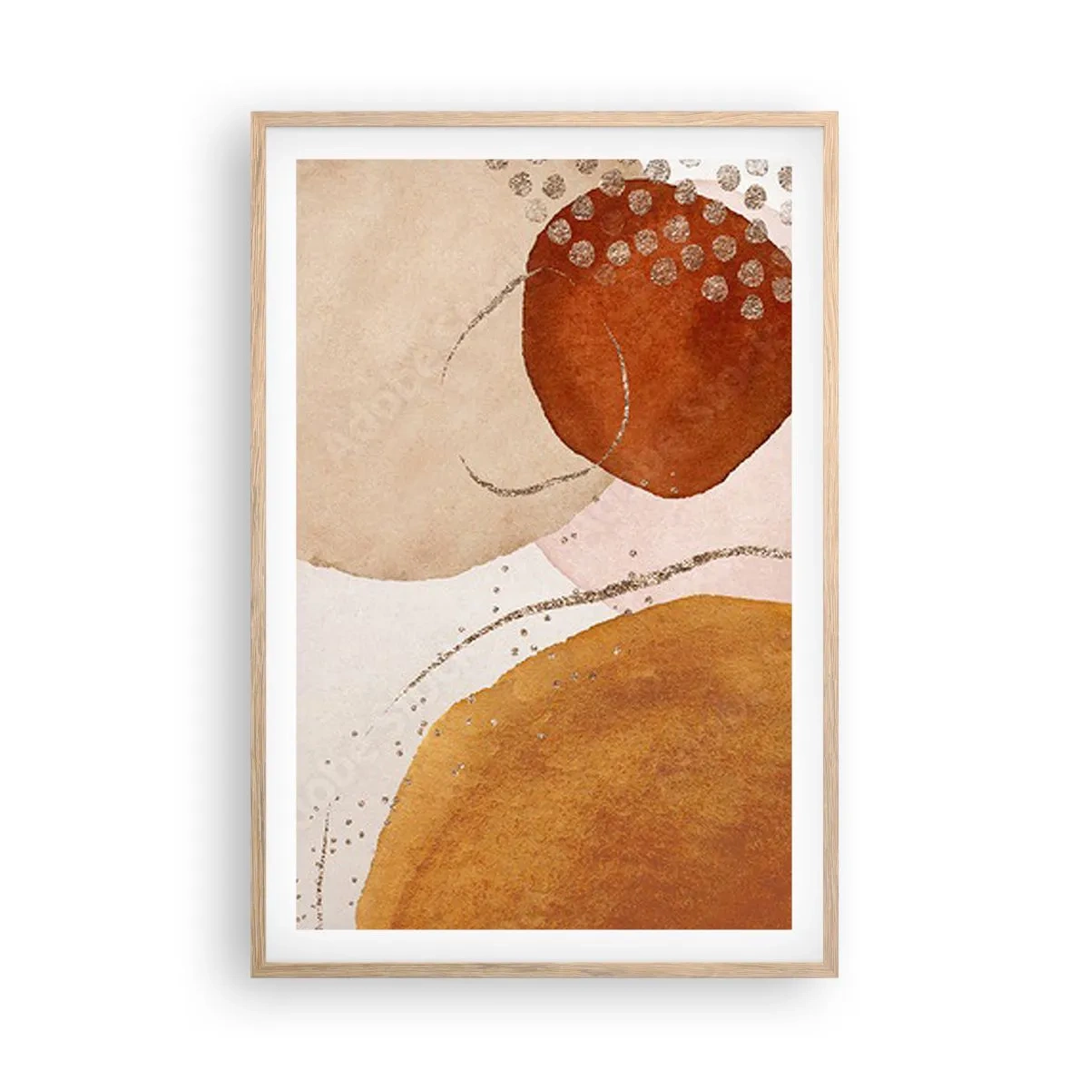 Poster în ramă de stejar deschis - Rotunjime și mișcare - 61x91 cm