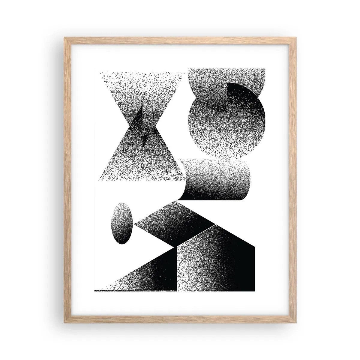 Poster în ramă de stejar deschis - Unghiuri și ovale - 40x50 cm