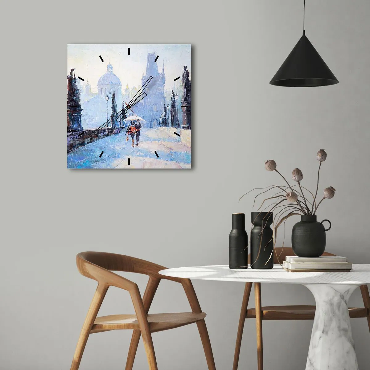 Ceas de perete - Ceas pe sticlă - Probabil că am fost vrăjiți de ploaie - 30x30 cm