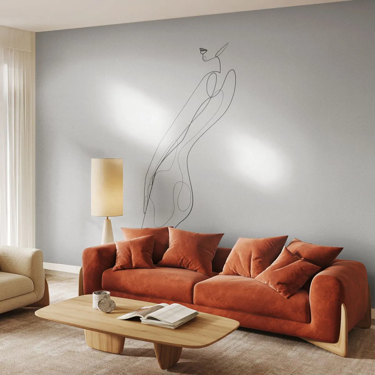 Tapet Standard Eco - Un desen minimalist al unei siluete feminine - 100x70cm - Abia o promisiune - Decorațiune modernă pentru perete pentru living și dormitor ARTTOR