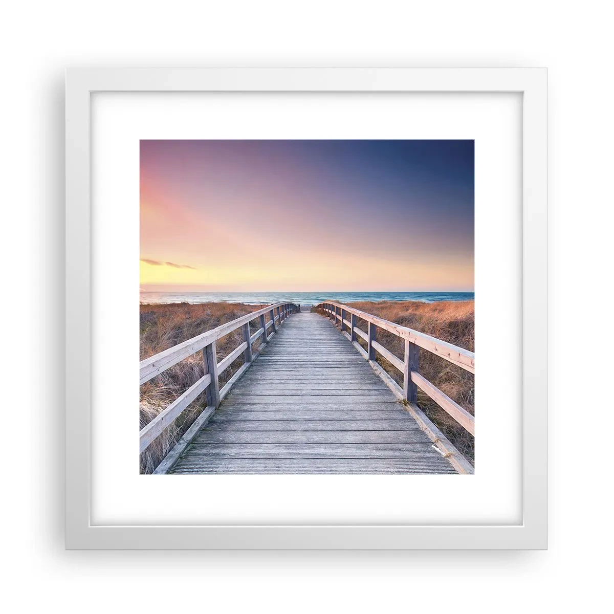 Poster în ramă albă - Aurora baltică de seară - 30x30 cm