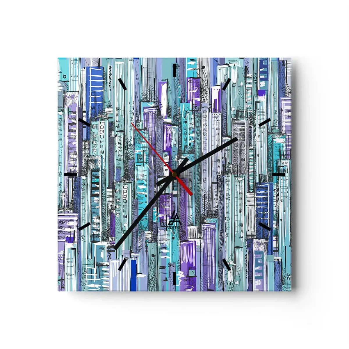 Ceas de perete - Ceas pe sticlă - Albastru din cer - 30x30 cm