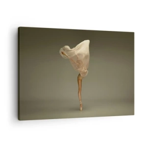 Tablou pe pânză Canvas - O dansatoare plutind în aer cu material textil - 70x50cm - Pe cale să zboare - Decorațiune modernă pentru perete pentru living și dormitor ARTTOR