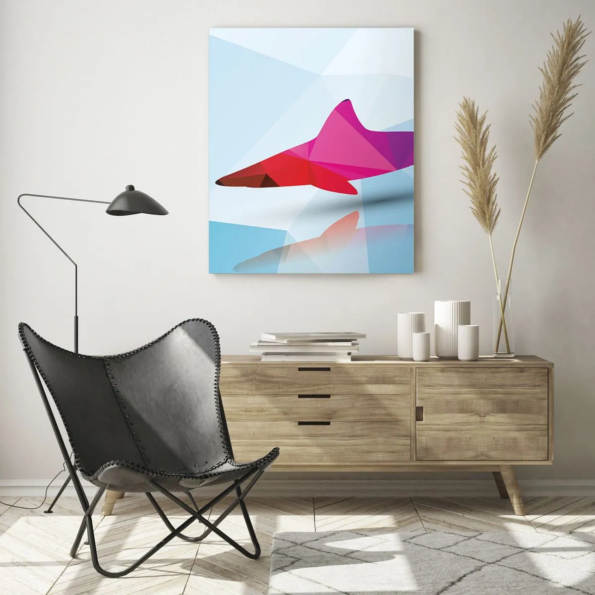 Tablou pe sticlă - Un rechin într-un spațiu cristalin - 50x70 cm