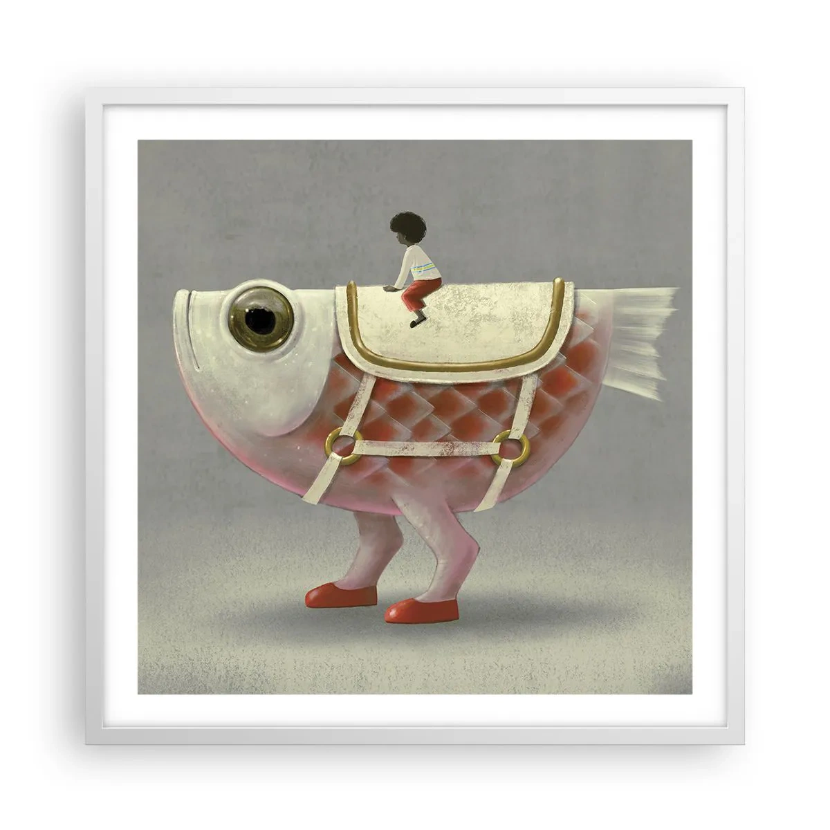 Poster în ramă albă - Călărețul Pescărel - 60x60 cm