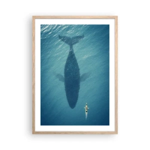 Poster în ramă de stejar deschis - Întâlnire pe ocean - 50x70 cm