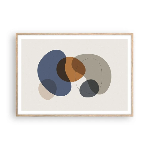 Poster în ramă de stejar deschis - Picături de culoare - 100x70 cm