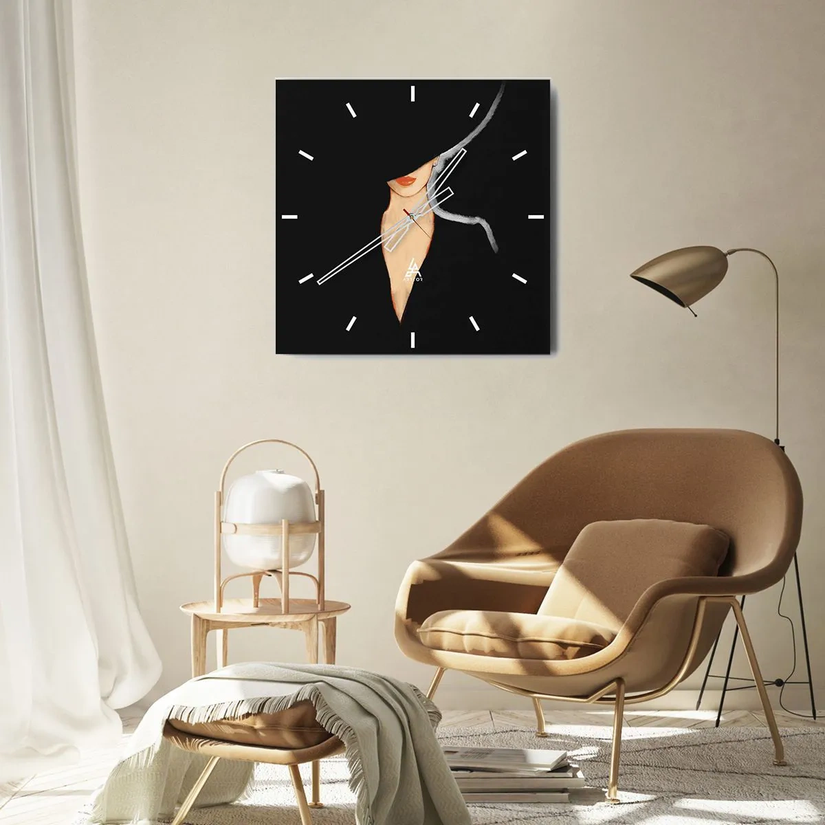 Ceas de perete - Ceas pe sticlă - Eleganță și stil - 30x30 cm
