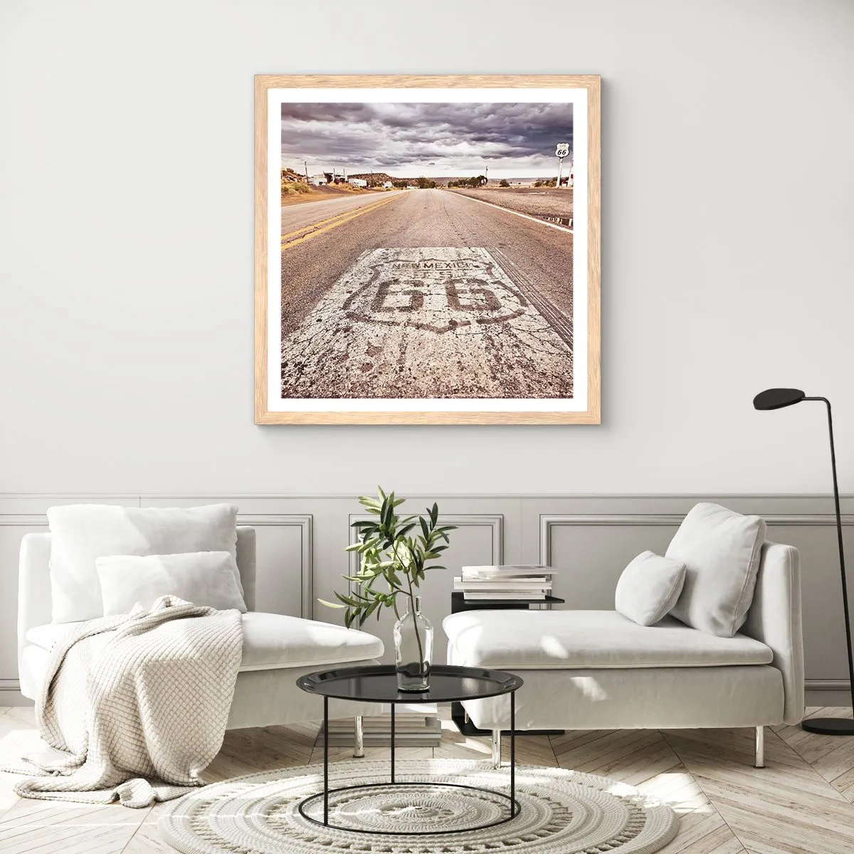 Poster în ramă de stejar deschis - Mother Road - o legendă americană - 40x40 cm