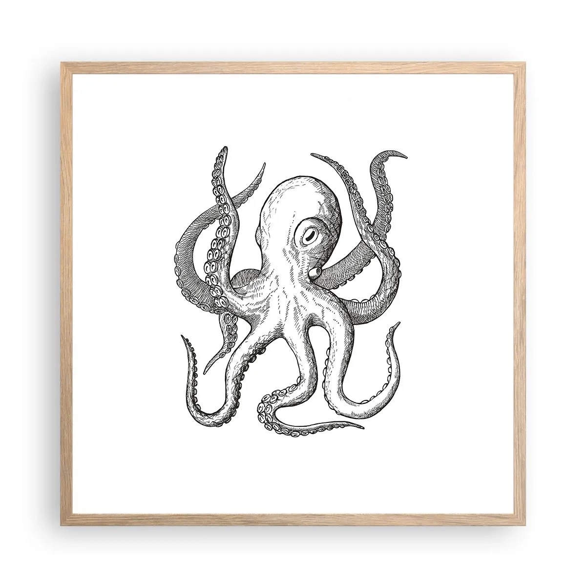 Poster în ramă de stejar deschis - Dansând cu valurile - 60x60 cm