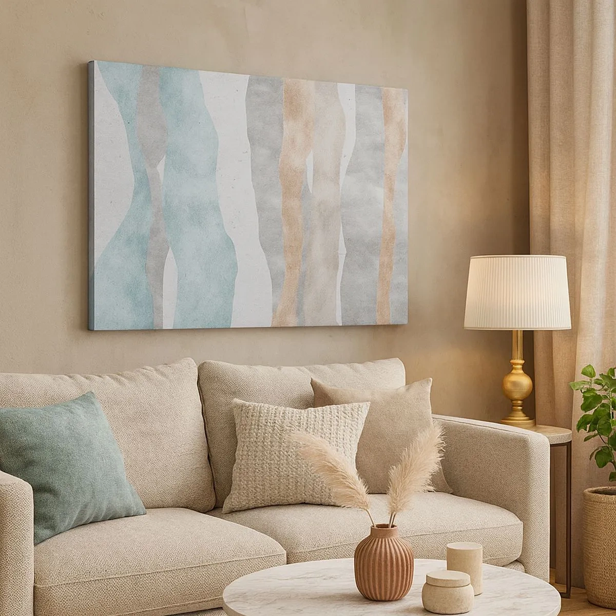 Tablou pe pânză Canvas - Dungi abstracte în nuanțe pastelate - 70x50cm - Studiu de proximitate - Decorațiune modernă pentru perete pentru living și dormitor ARTTOR