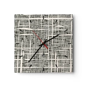 Ceas de perete - Ceas pe sticlă - O compoziție țesută - 40x40 cm