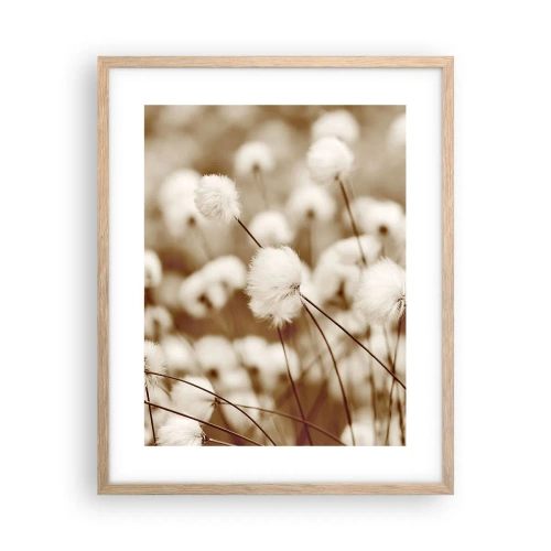Poster în ramă de stejar deschis - Câmp pufos - 40x50 cm