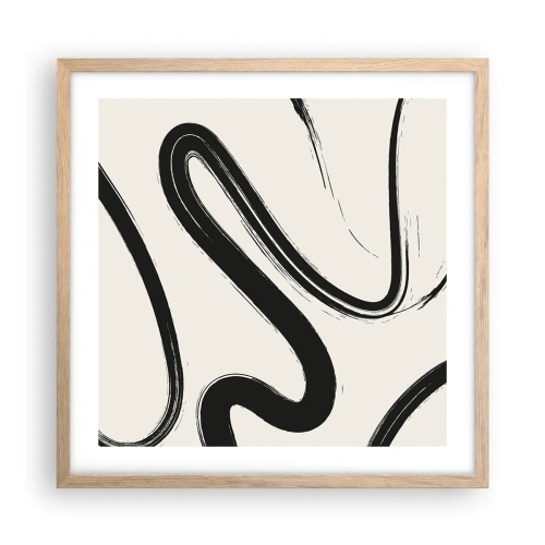 Poster în ramă de stejar deschis - Capriciu în alb și negru - 50x50 cm