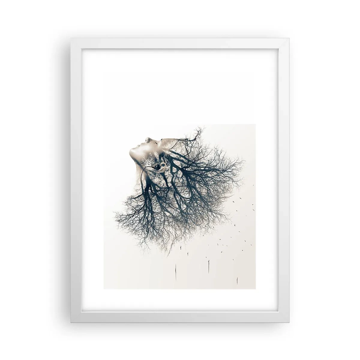 Poster în ramă albă - Ascultând șoapta copacului - 30x40 cm