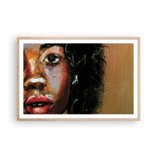 Poster în ramă de stejar deschis - Negru și strălucire - 91x61 cm