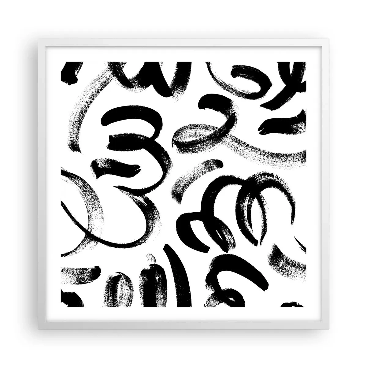 Poster în ramă albă - Negru pe alb - 60x60 cm