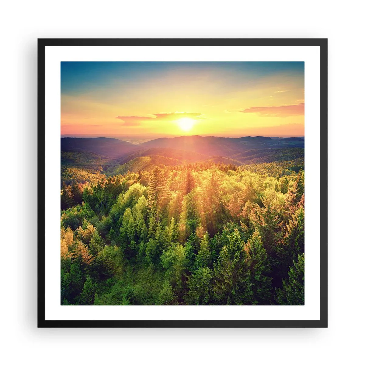 Poster în ramă neagră - Vârfuri și culmi - 60x60 cm