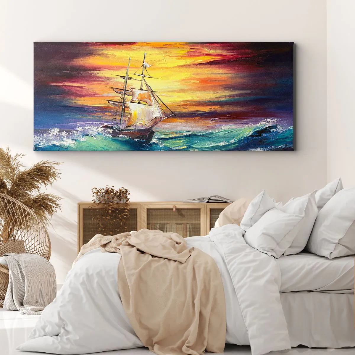 Tablou pe pânză - Înfruntând valurile - 120x50 cm