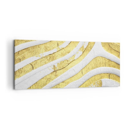 Tablou pe pânză - Compoziția în alb și auriu - 100x40 cm