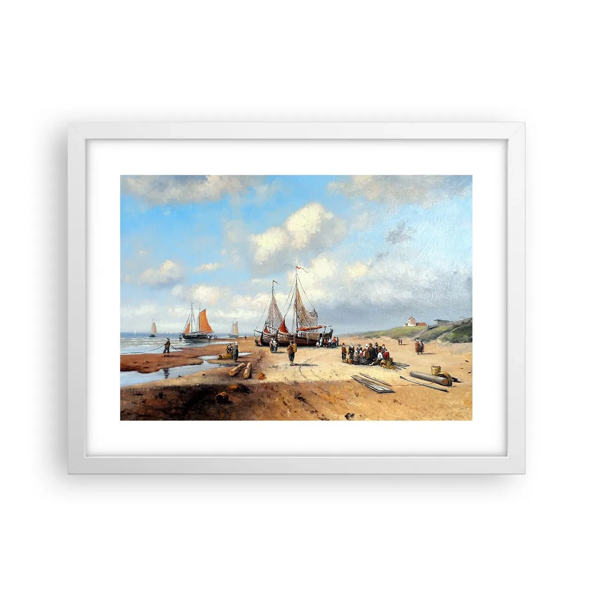 Poster în ramă albă - Pescuit de succes - 40x30 cm