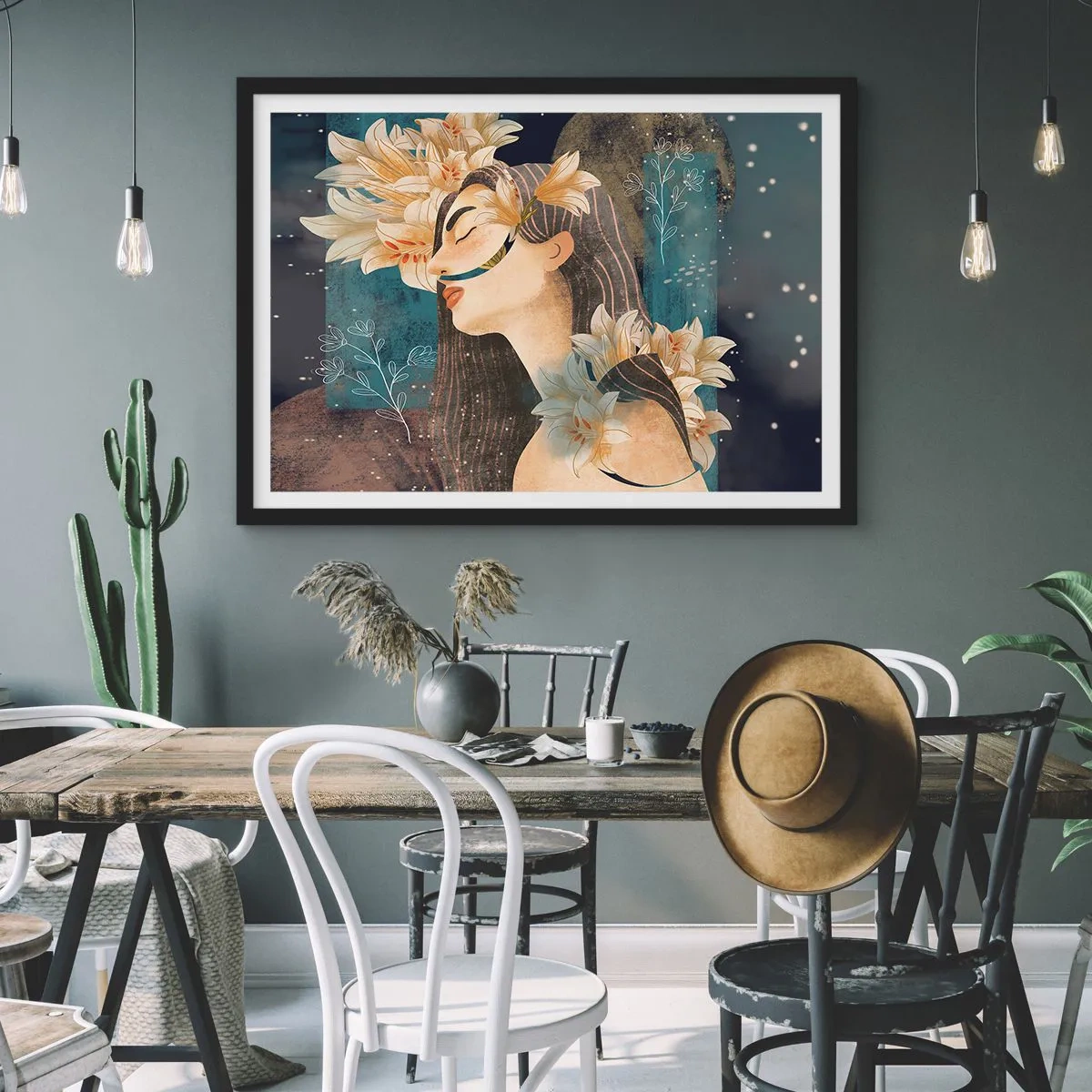 Poster în ramă neagră - Povestea prințesei cu crini - 50x40 cm