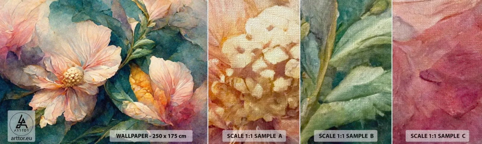 Mostră tapet Premium Canvas - Subtilitate pură - Flori, Clasic, Bucată - 100x30 cm