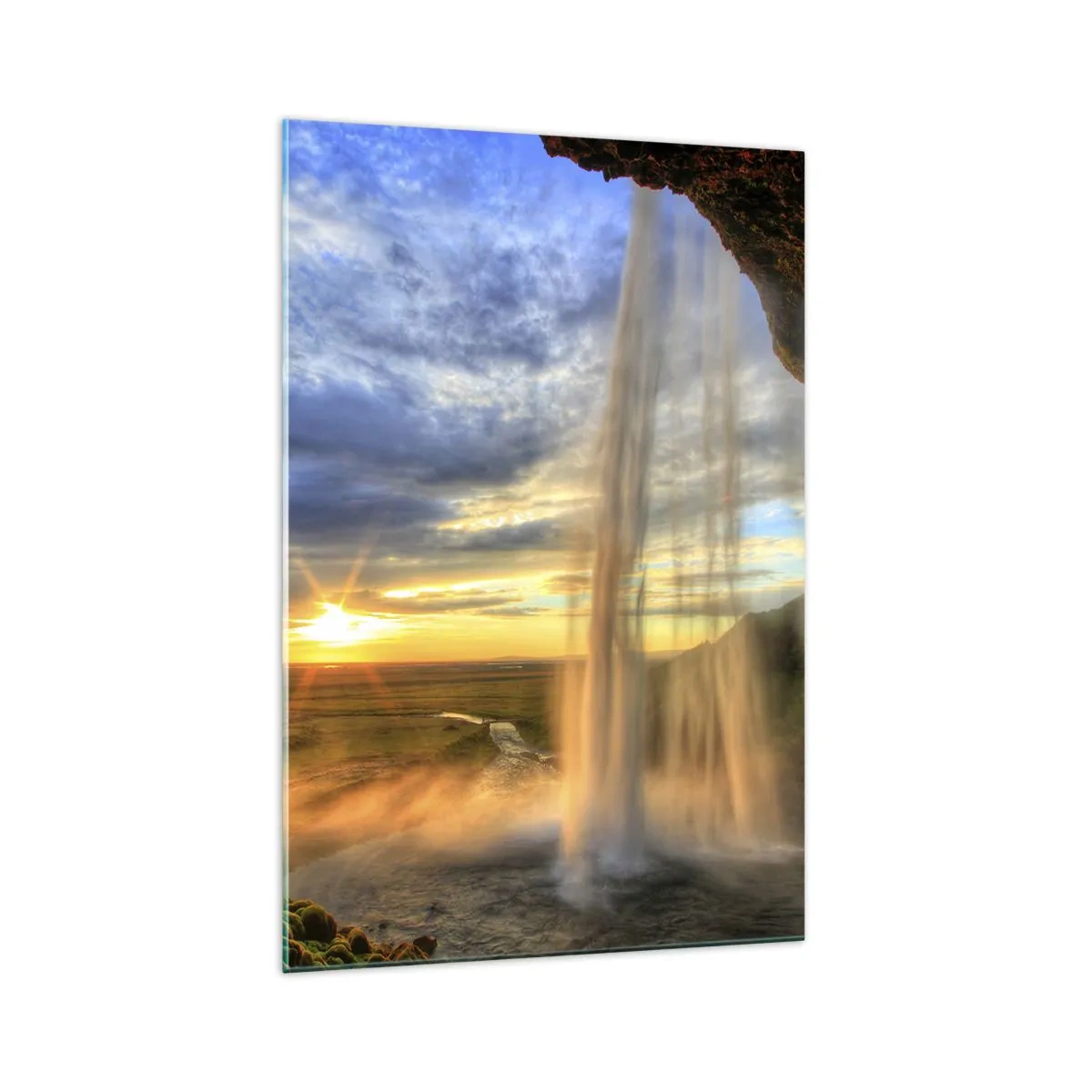 Tablou pe sticlă - Lumea din spatele vălului de picături - 70x100 cm