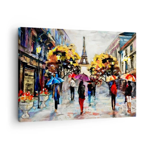 Tablou pe pânză Canvas - O plimbare de toamnă prin Paris cu vedere la Turnul Eiffel - 70x50cm - Deosebit de frumos în toamnă - Decorațiune modernă pentru perete pentru living și dormitor ARTTOR