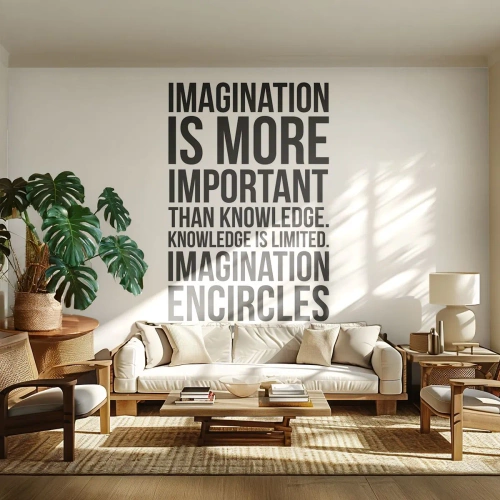 Tapet Standard Eco - Einstein despre puterea imaginației - Tipografie, Afirmare, Maxim - 200x140 cm