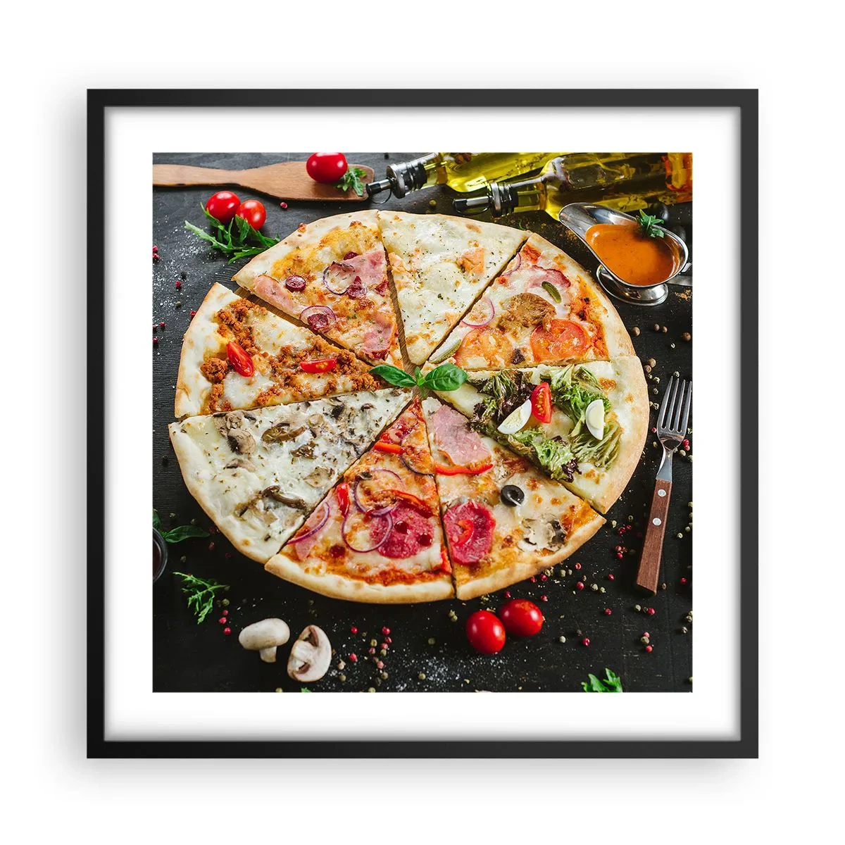 Poster în ramă neagră - Un evantai de arome - 50x50 cm