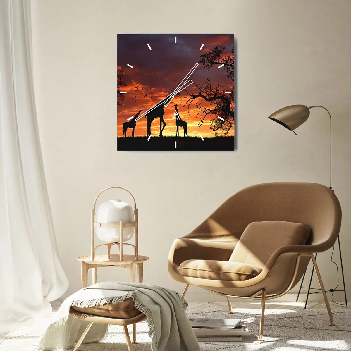 Ceas de perete - Ceas pe sticlă - O mică cină cu cei dragi - 30x30 cm