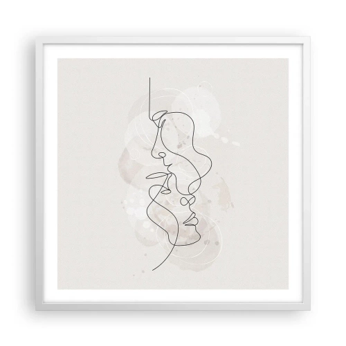 Poster în ramă albă - Încurcați într-o îmbrățișare - 60x60 cm