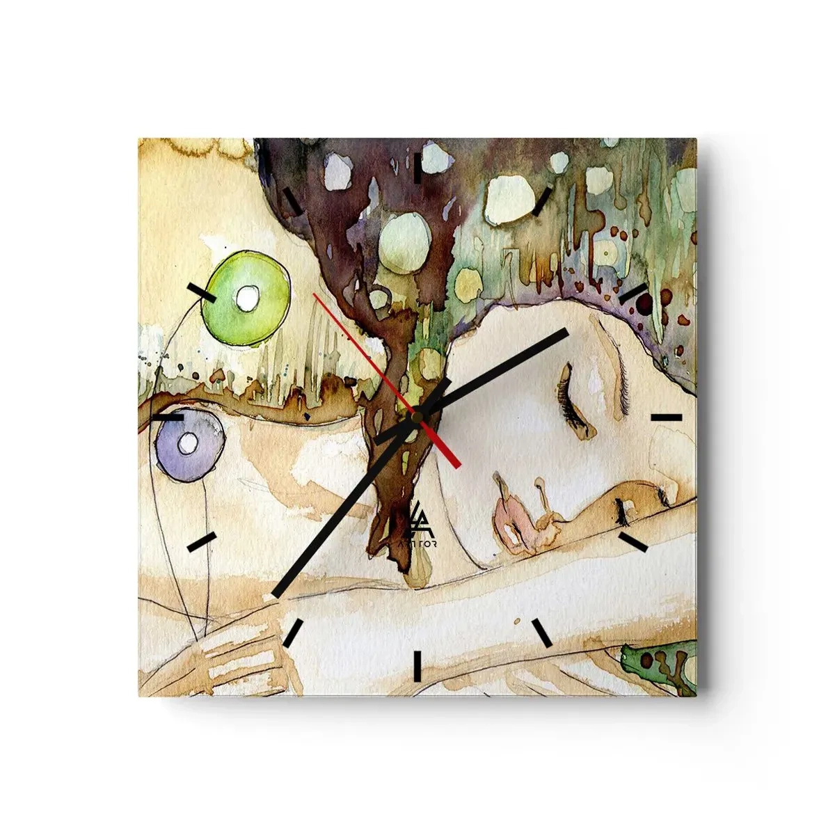Ceas de perete - Ceas pe sticlă - Visul violet smarald - 30x30 cm