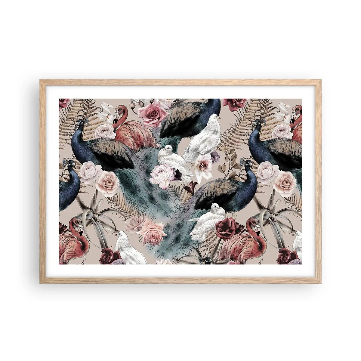 Poster în ramă de stejar deschis - În grădina palatului - 70x50 cm