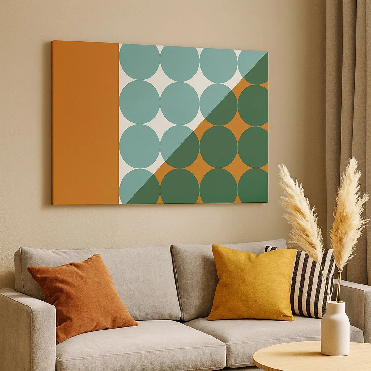 Tablou pe pânză Canvas - Modele geometrice în culori contrastante - 70x50cm - Sus și pe diagonală - Decorațiune modernă pentru perete pentru living și dormitor ARTTOR