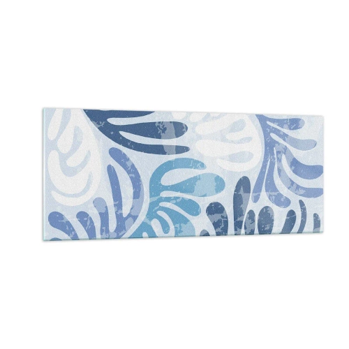 Tablou pe sticlă - Ferigi albastre - 100x40 cm
