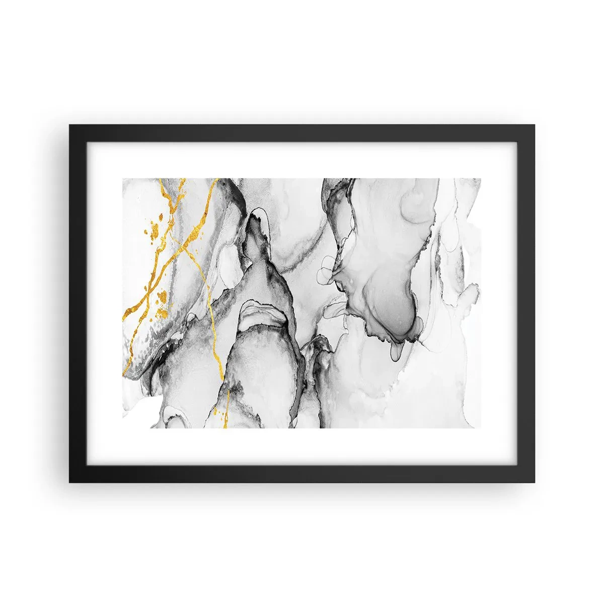 Poster în ramă neagră - Compoziție cu motiv auriu - 40x30 cm