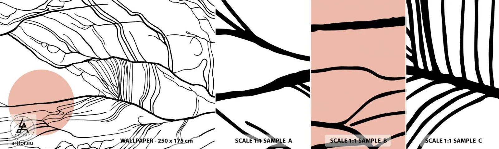 Mostră de Tapet Standard Eco - Într-o rețea de crengi - Abstracția, Grafică, Proiecta - 100x30 cm