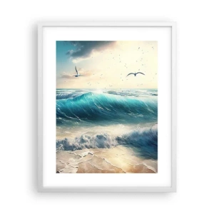 Poster în ramă albă - Sunetul valurilor doar pentru tine - 40x50 cm