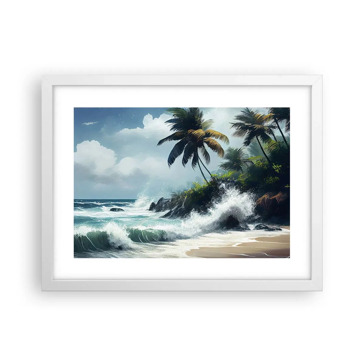 Poster în ramă albă - Pe un țărm tropical - 40x30 cm
