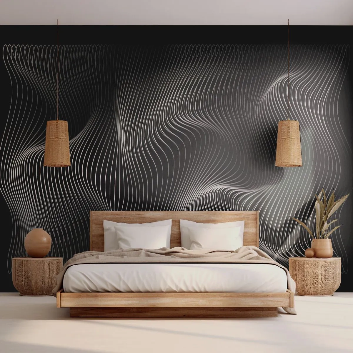 Tapet Standard Eco - Dansul luminii în spațiu - 3D, Linii, Modern - 350x256 cm