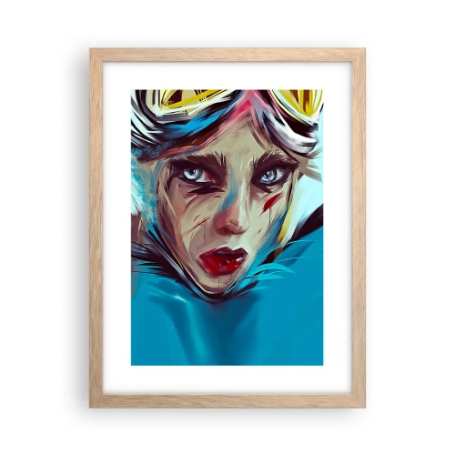 Poster în ramă de stejar deschis - Războinica de drum - 30x40 cm